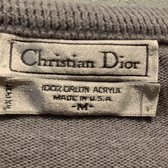 Vintage Christian Dior Classic Gray Knitwear Men’s V Neck Sweater Made in USA - Picture 5 of 12